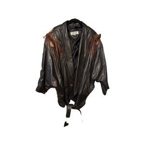 Vintage Rare EREZ Leather S Jacket Coat Beaded Jeweled Vintage Bat Winged Sleeve